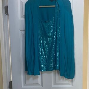 Express Turquoise Sequin Blouse